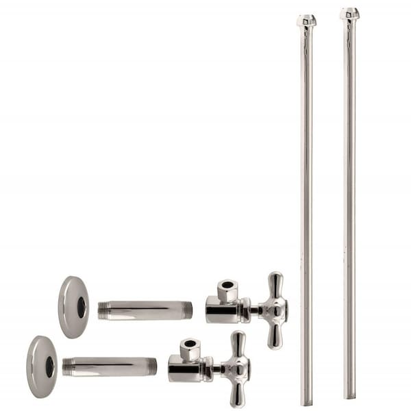 Westbrass Faucet Kit, 1/2" IPS x 3/8" OD x 20" Bullnose in Polished Nickel D103KBNX-05 - main